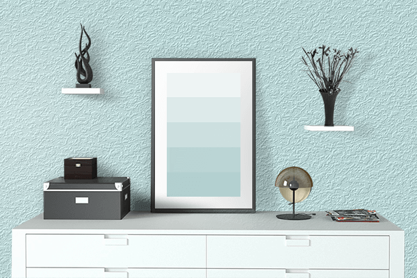 Pretty Photo frame on Aura color drawing room interior textured wall