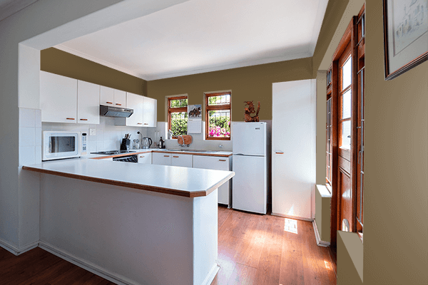 Pretty Photo frame on Pimento Grain Brown color kitchen interior wall color