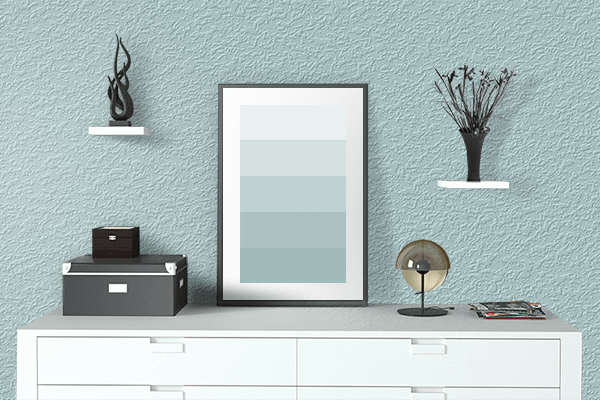Pretty Photo frame on Succulent Blue color drawing room interior textured wall
