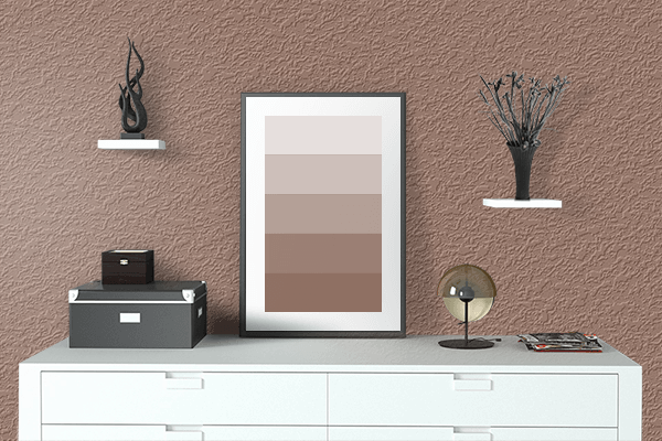 Pretty Photo frame on Chocolate Ice Cream color drawing room interior textured wall
