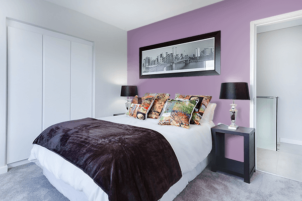 Pretty Photo frame on Wonder Violet color Bedroom interior wall color