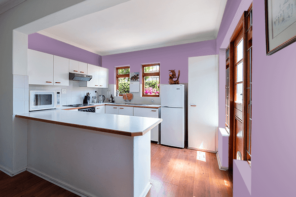 Pretty Photo frame on Wonder Violet color kitchen interior wall color