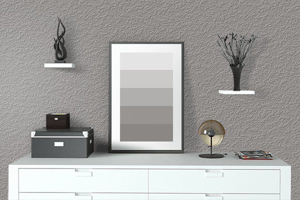 Pretty Photo frame on Country Gray color drawing room interior textured wall
