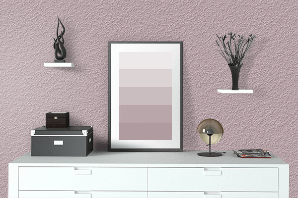 Pretty Photo frame on Delicate Rose Gold color drawing room interior textured wall