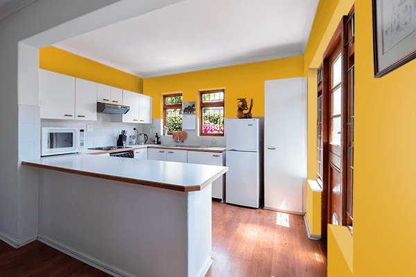 Pretty Photo frame on Grapefruit Yellow color kitchen interior wall color