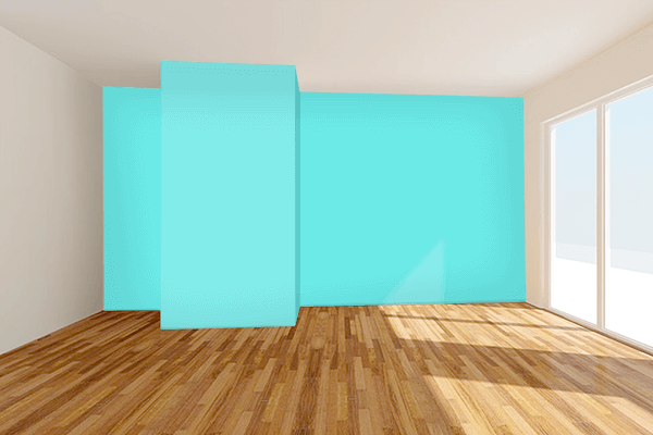 Pretty Photo frame on Medium Aqua color Living room wal color