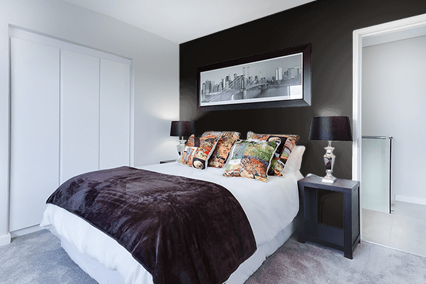 Pretty Photo frame on Classy Black color Bedroom interior wall color