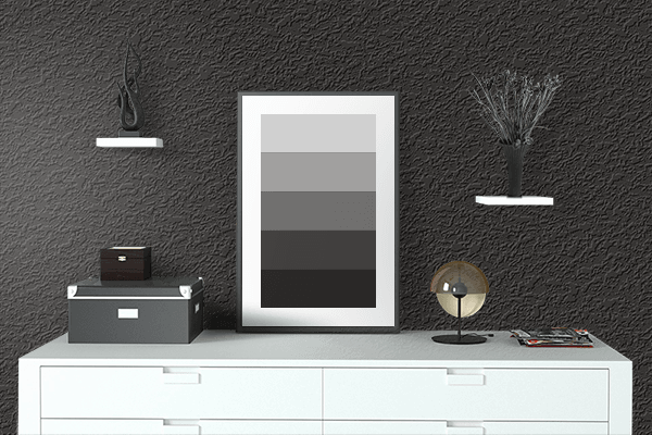 Pretty Photo frame on Classy Black color drawing room interior textured wall