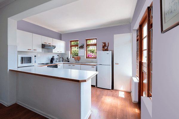 Pretty Photo frame on Metallic Lilac color kitchen interior wall color