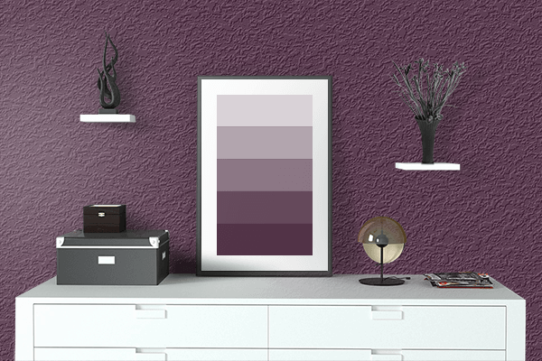 Pretty Photo frame on Prestige Mauve color drawing room interior textured wall
