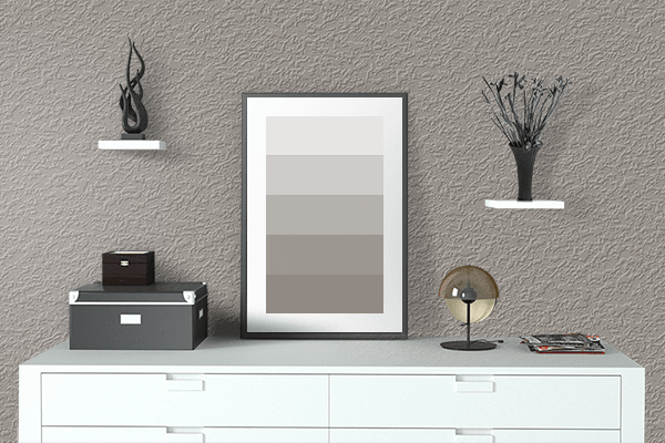 Pretty Photo frame on Tan Gray color drawing room interior textured wall