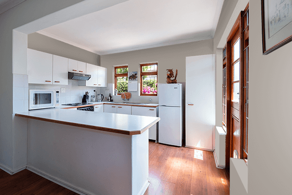 Pretty Photo frame on Tan Gray color kitchen interior wall color