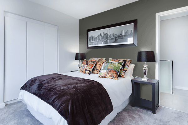 Pretty Photo frame on Tuxedo Gray color Bedroom interior wall color