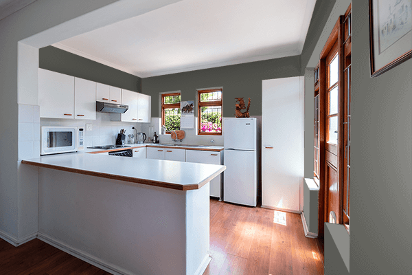 Pretty Photo frame on Tuxedo Gray color kitchen interior wall color