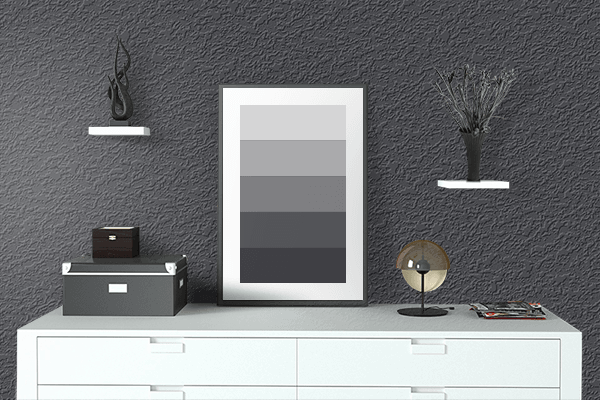 Pretty Photo frame on Granite Black color drawing room interior textured wall