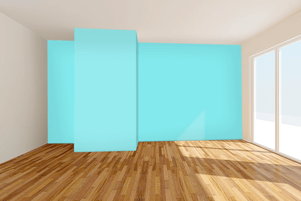 Pretty Photo frame on Aqua Blast color Living room wal color
