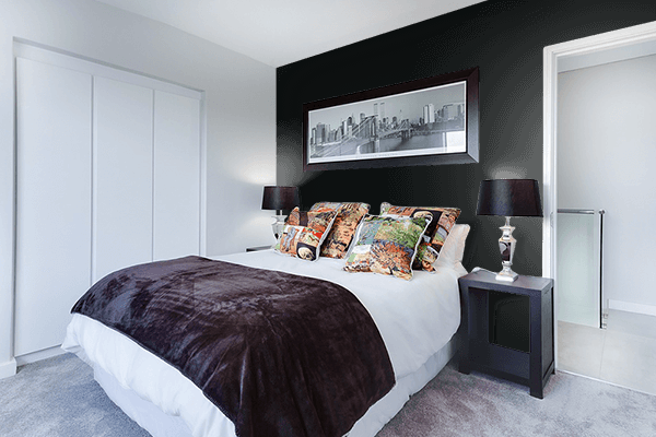 Pretty Photo frame on Black Metal color Bedroom interior wall color