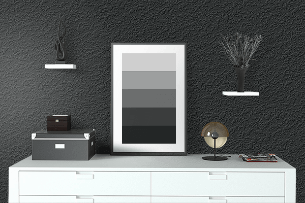 Pretty Photo frame on Black Metal color drawing room interior textured wall