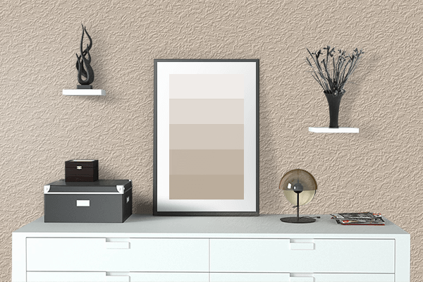 Pretty Photo frame on Just Beige color drawing room interior textured wall