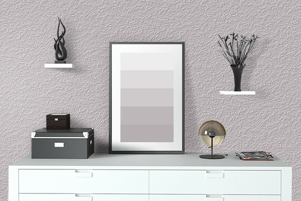 Pretty Photo frame on Gray Lilac color drawing room interior textured wall