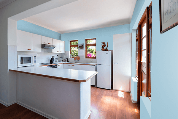 Pretty Photo frame on Aquamarine (Pantone) color kitchen interior wall color