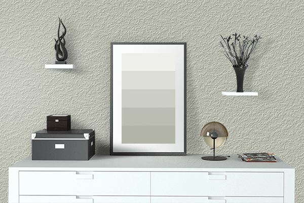 Pretty Photo frame on Off-White Olive color drawing room interior textured wall