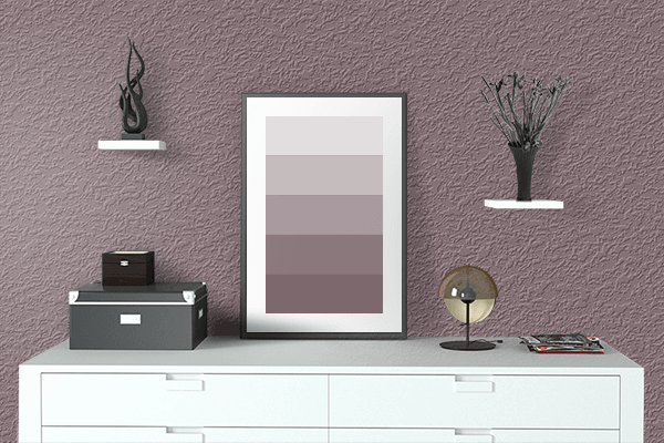 Pretty Photo frame on Neutral Dark Pink color drawing room interior textured wall