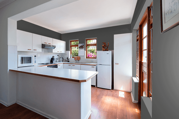 Pretty Photo frame on Charred color kitchen interior wall color