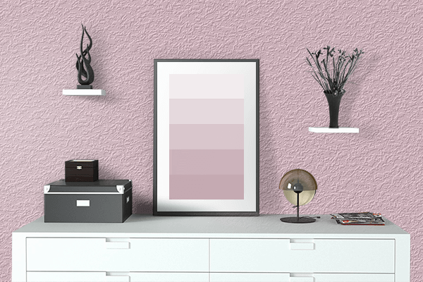 Pretty Photo frame on Parfait Pink color drawing room interior textured wall