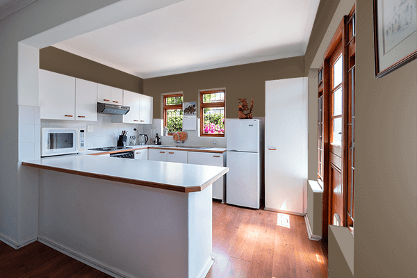 Pretty Photo frame on Teak (Pantone) color kitchen interior wall color