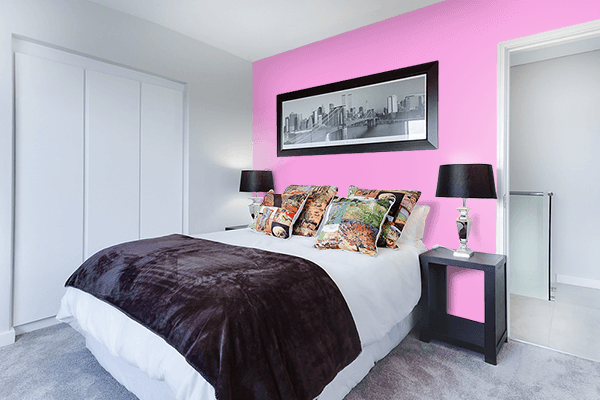 Pretty Photo frame on Average Pink color Bedroom interior wall color