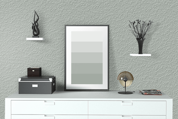Pretty Photo frame on New Silver color drawing room interior textured wall