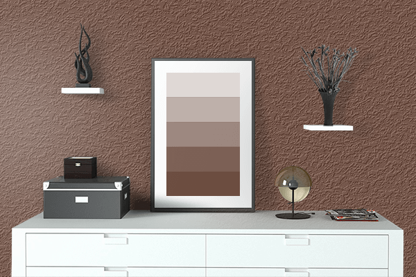 Pretty Photo frame on Cambridge Brown color drawing room interior textured wall