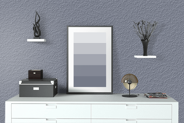 Pretty Photo frame on Classic Blue Gray color drawing room interior textured wall