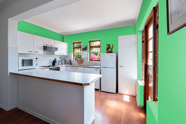 Pretty Photo frame on Paris Green color kitchen interior wall color