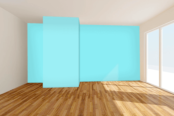 Pretty Photo frame on Cool Aqua color Living room wal color
