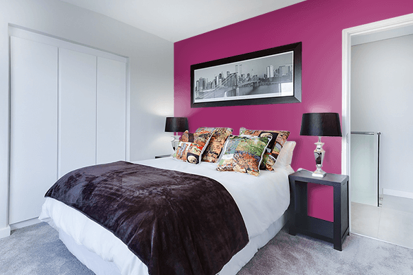 Pretty Photo frame on Festival Fuchsia color Bedroom interior wall color