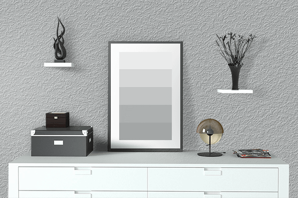 Pretty Photo frame on Bold Silver color drawing room interior textured wall