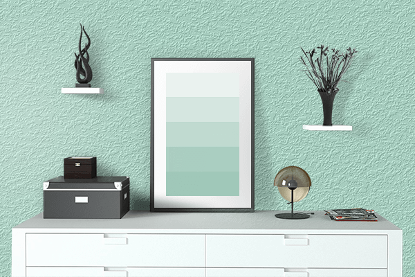 Pretty Photo frame on Quinn color drawing room interior textured wall