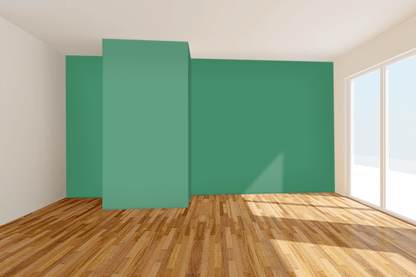 Pretty Photo frame on Abundant Green color Living room wal color