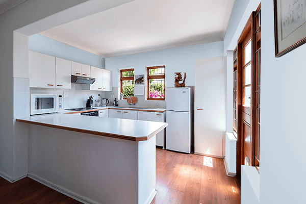 Pretty Photo frame on Ballad Blue color kitchen interior wall color