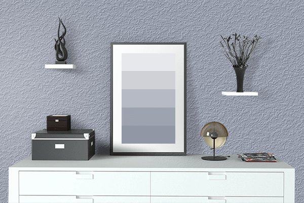 Pretty Photo frame on Light Blue Gray color drawing room interior textured wall