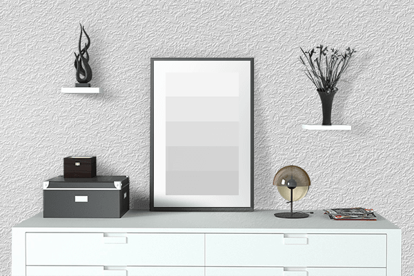 Pretty Photo frame on White Smoke color drawing room interior textured wall
