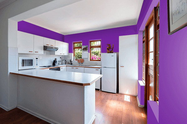 Pretty Photo frame on Simple Purple color kitchen interior wall color