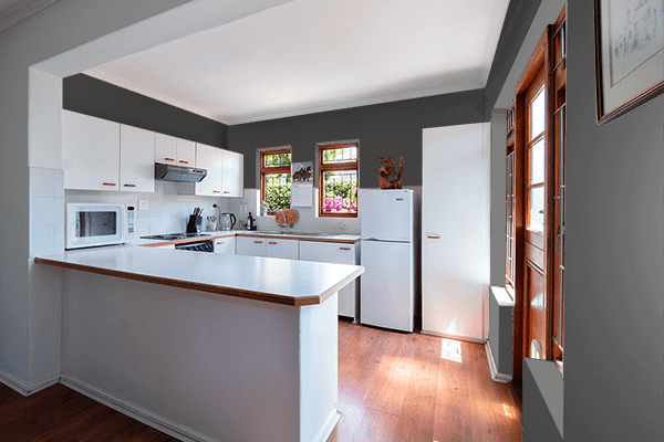 Pretty Photo frame on Pale Black color kitchen interior wall color