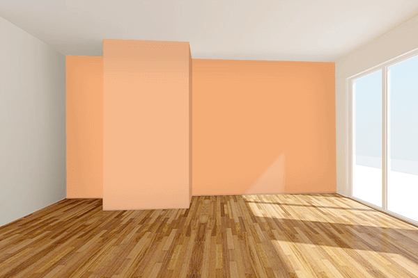 Pretty Photo frame on Orange Dream color Living room wal color