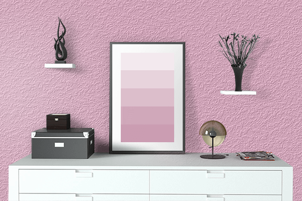 Pretty Photo frame on Pink Bloom color drawing room interior textured wall