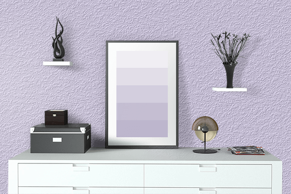 Pretty Photo frame on Lavender White color drawing room interior textured wall
