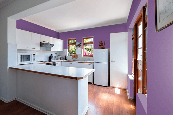 Pretty Photo frame on Intense Lilac color kitchen interior wall color