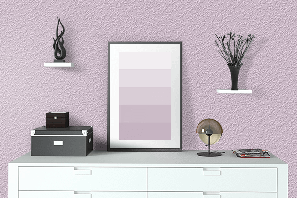 Pretty Photo frame on Heavenly Pink color drawing room interior textured wall